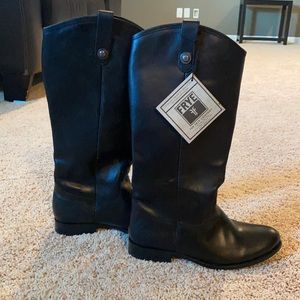 Frye Melissa Leather Riding Boots - Extended Calf